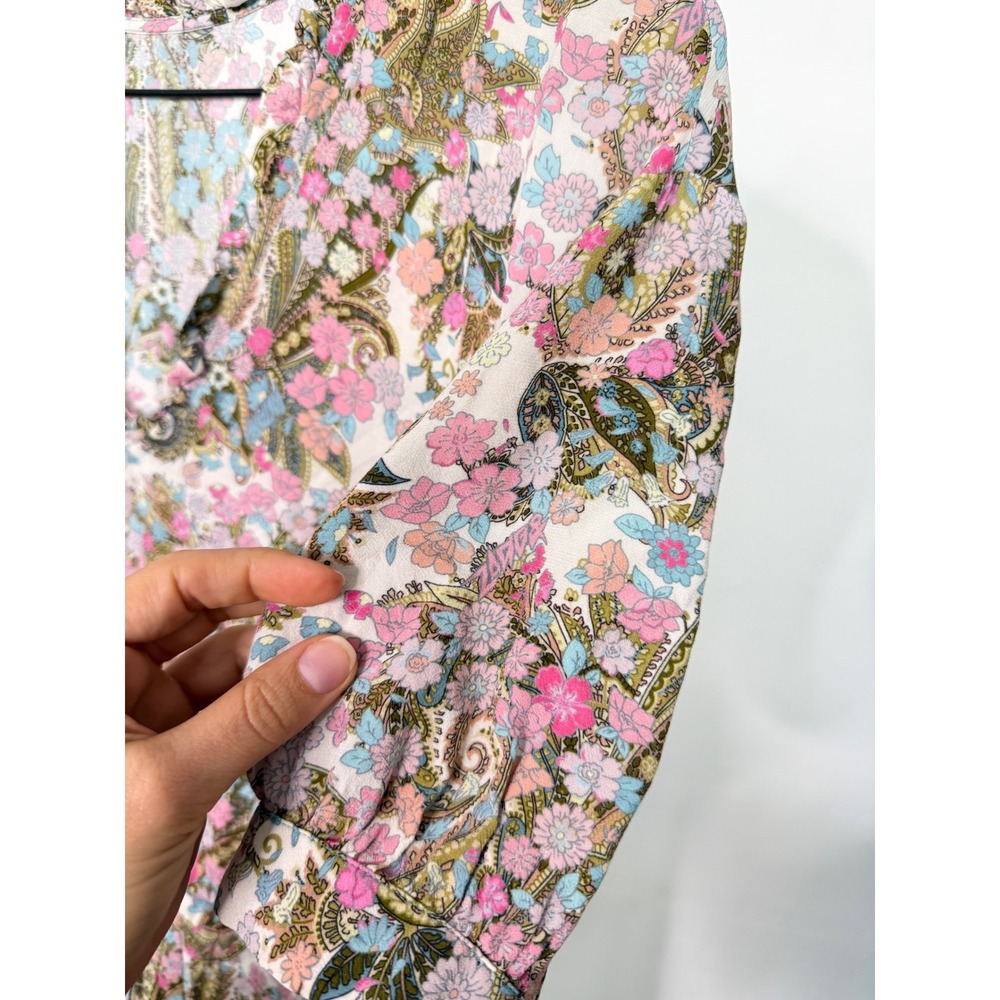 Zadig & Voltaire Yoko Flower Paisley Floral V-Neck Mini Dress Pink Blue Small - Picture 6 of 6